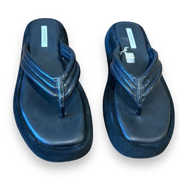 Gianni Bini Wesley Leather Suede Platform Flip Flop Thong Sandals Cushion Straps - Picture 6 of 12